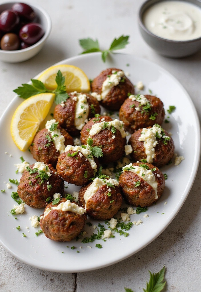 15 Irresistible Mozzarella Stuffed Meatballs That'll Make Your Guests Beg for the Recipe! - 11. Greek Mozzarella Stuffed Meatballs
