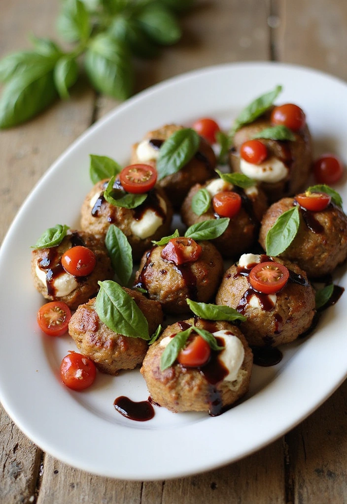 15 Irresistible Mozzarella Stuffed Meatballs That'll Make Your Guests Beg for the Recipe! - 7. Caprese Mozzarella Stuffed Meatballs