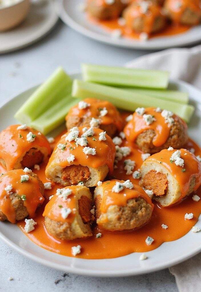 15 Irresistible Mozzarella Stuffed Meatballs That'll Make Your Guests Beg for the Recipe! - 8. Buffalo Mozzarella Stuffed Meatballs