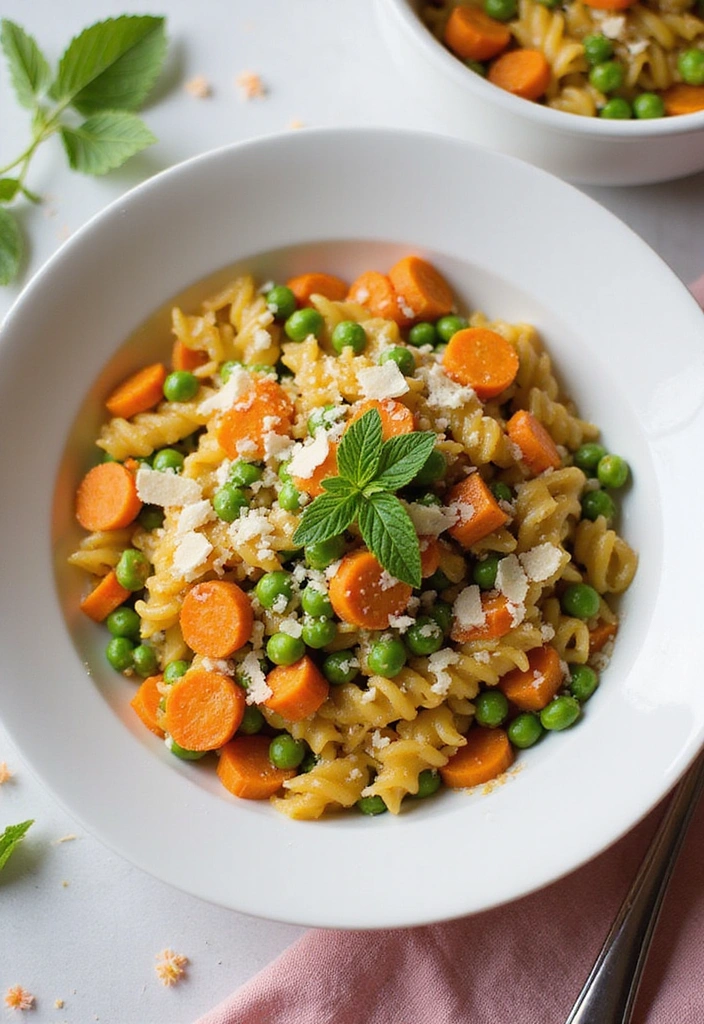15 Vibrant Spring Vegetable Pasta Recipes That'll Brighten Your Dinner Table! - 11. Carrot and Pea Pasta with Mint