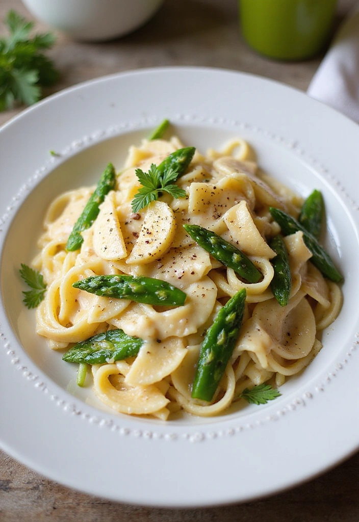15 Vibrant Spring Vegetable Pasta Recipes That'll Brighten Your Dinner Table! - 5. Spring Vegetable Fettuccine Alfredo