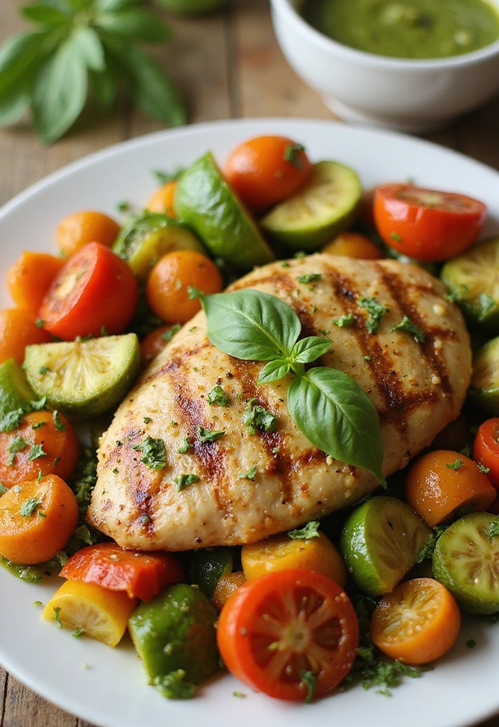 21 Healthy Dinner Ideas That Are So Easy, You'll Have Dinner Ready in 30 Minutes! - 17. Pesto Chicken and Veggies