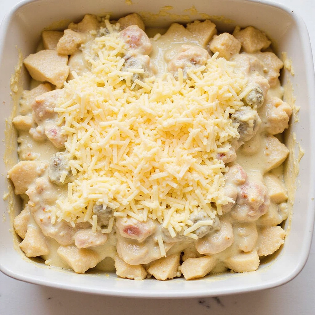 Deliciously Cheesy Alfredo Chicken Bake: Comfort Food at Its Best - Step 4: Assemble the Casserole