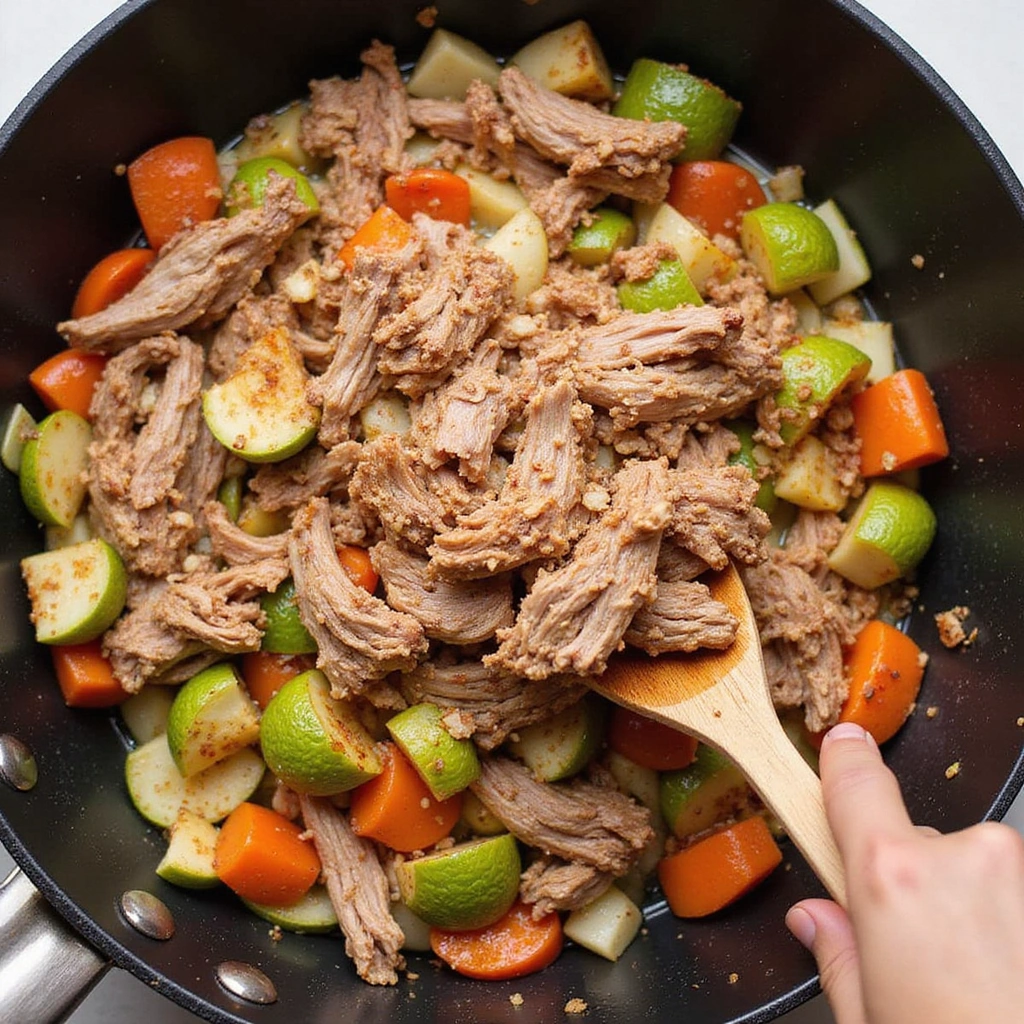 Savory Cowboy Fried Rice: A Flavor-Packed Dish with Tender Pulled Pork - Step 4: Incorporate the Pulled Pork