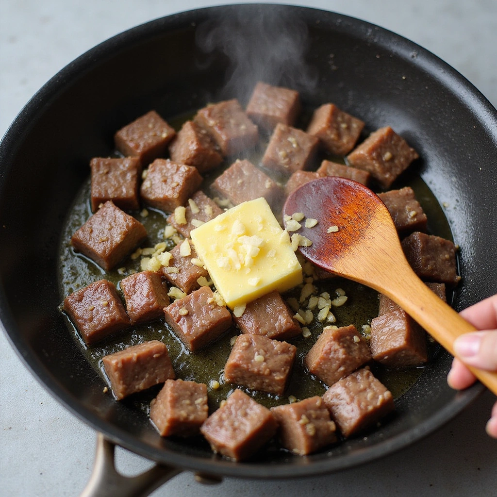 Savory Garlic Butter Steak Bites: Quick and Delicious - Step 4: Add Garlic and Butter