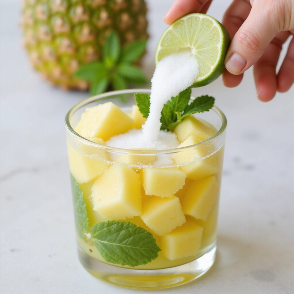 Tangy Pineapple Mojito: A Refreshing Cocktail for Any Occasion - Step 3: Add Sugar and Lime Juice