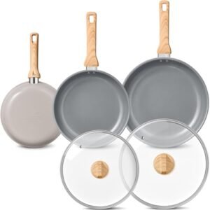 BLAZANT 5 Pieces Nonstick Frying Pan with Lid, Frying Pans Skillets Set, Healthy Induction Cooking Pan, Kitchen Cooking Chef's Pan, PFOA/PFAS Free, Oven Safe, Compatible with All Stovetops