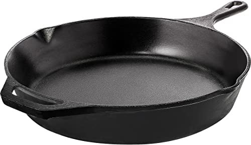 Utopia Kitchen Cast Iron Skillets 12 Inch, Chef's Pan, Pre-Seasoned Frying Pan, Stovetop, Oven, Campfire and Grill Large Skillet, Even Heat Distribution Multipurpose Cast Iron Pan - Black