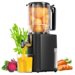 Cold Press Juicer, 5.5inch Wide Feed Chute Juicer Machine, Slow Masticating Juicer for Whole Vegetables & Fruits, Black