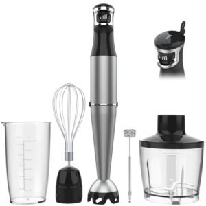 Immersion Blender Handheld Corded Hand Blenders Set 1100W, Trigger Variable Speed 5 in 1 Stick Emulsifier with Chopper, Whisk and Frother for Soup, Baby Food and Smoothies