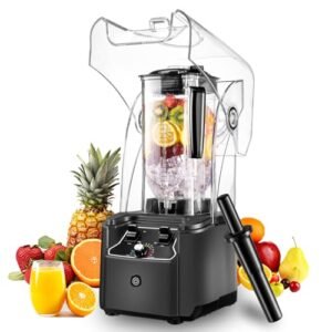 Commercial Blender for Smoothies, 2.5HP Motor, Stainless Steel Blade, 80oz Pitcher for Shakes, Smoothies, Ice Crushing, Frozen Drinks, 15 Speeds, Self-Cleaning, Grey
