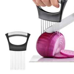 YROJISU 2PC Onion Holder for Slicing, Onion Slicer Holder, Onion Cutter Vegetable Chopper for Slicing of Tomatoes, Avocados, Eggs and Other Vegetables, Multi-functional Kitchen Gadgets