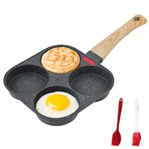 HUPECHAM 4-Cup Egg Pan Nonstick, and Granite Egg Frying Pan, Versatile Breakfast Skillet for Eggs, Pancakes, Plett, Crepes, Compatible with Gas Stove and Induction Cooktop