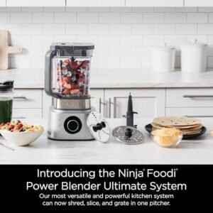 Ninja Blender & Food Processor Combo, Foodi Power Blender System for Smoothies, Bowls, Spreads & Shakes, 6 Functions, 72-oz Pitcher, To-Go Cups, Silver, SS401