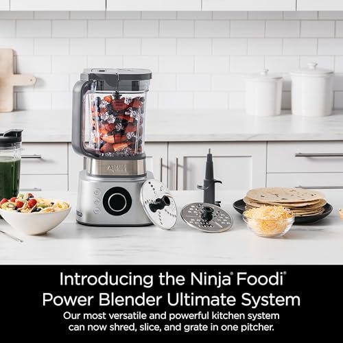 Ninja Blender & Food Processor Combo, Foodi Power Blender System for Smoothies, Bowls, Spreads & Shakes, 6 Functions, 72-oz Pitcher, To-Go Cups, Silver, SS401