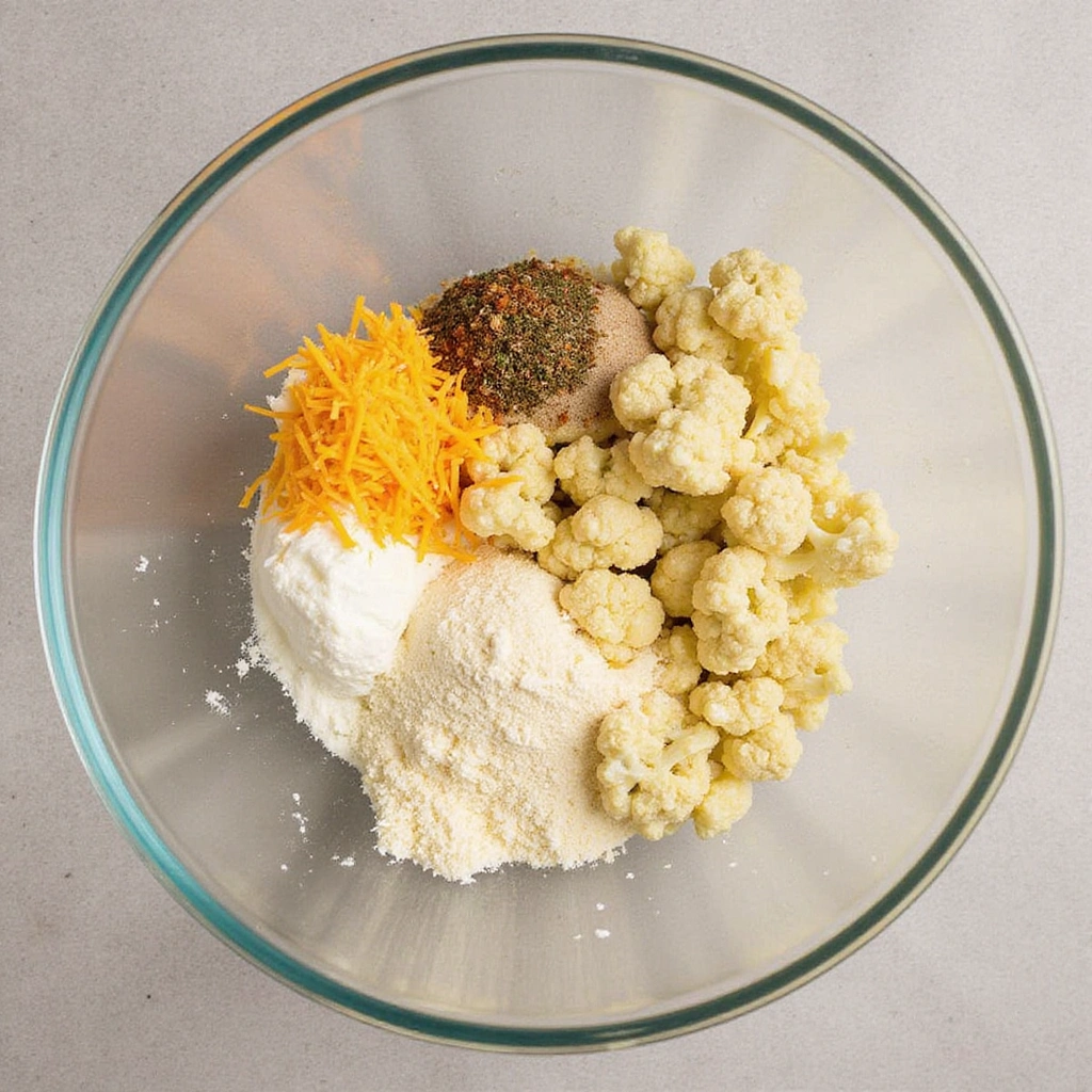 Keto-Friendly Cauliflower Pizza Crust: Guilt-Free and Delicious - Step 4: Mix Ingredients