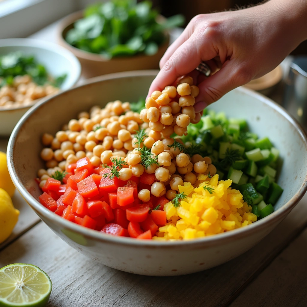 Mediterranean Chickpea Salad: Healthy, Colorful, and Full of Flavor - Step 4: Combine the Base Ingredients