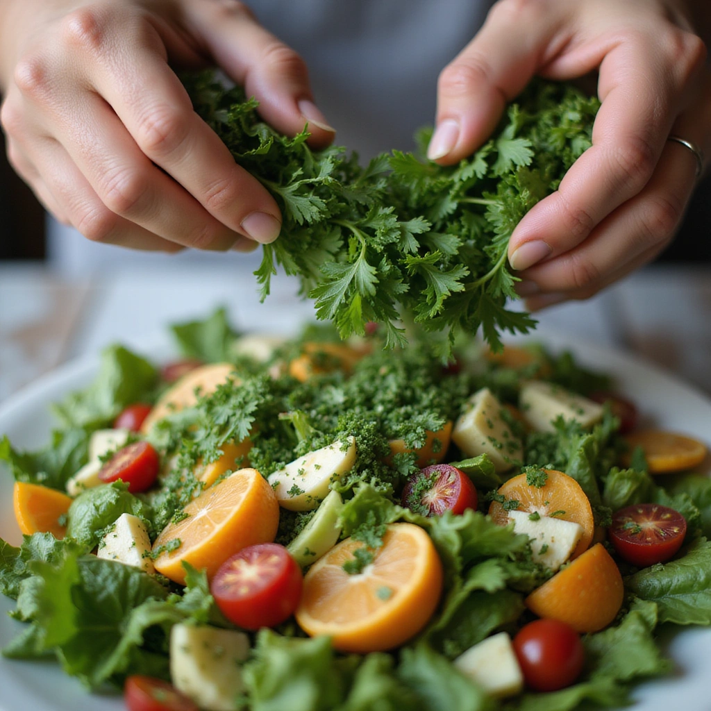 Mediterranean Chickpea Salad: Healthy, Colorful, and Full of Flavor - Step 5: Add Fresh Herbs