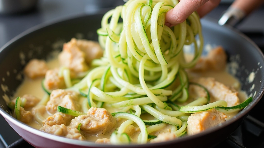 Ultimate Keto Chicken Alfredo: Creamy, Rich, and Satisfying - Step 7: Incorporate Zucchini Noodles