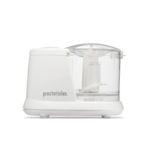 Proctor Silex Durable Electric Vegetable Chopper & Mini Food Processor for Chopping, Puree & Emulsify, 1.5 Cup, White