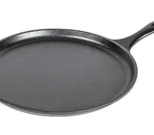 Lodge L9OG3 Cast Iron Round Griddle, Pre-Seasoned, 10.5-inch - Made in USA, Compatible with Stovetop, Oven, Grill & Campfire