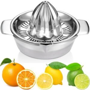 Citrus Lemon Orange Grapefruit Juicer Manual Squeezer 304 Stainless Steel Robust Hand Juicer Reamer Rotation Press with Strainer&10oz Bowl, 2 Pour Spouts, Dishwasher Safe, Easy to Clean, Heavy Duty