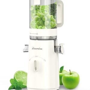 Cold Press Juicer, Zasmira Juicer Machines with Large Feeding Chute, Powerful Slow Juicer with Pulp Seperation, 99.6% Juice Purity, Easy to Clean, White