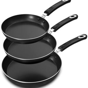 Utopia Kitchen Nonstick Cookware 3 Piece Omelette Pan Skillet Set, Nonstick Frying Pans with Induction Bottom, 8, 9.5 & 11 Inches Frying Pans with Bakelite Handles, PFOA Free, Grey