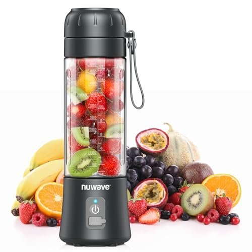 Nuwave Portable Blender for Smoothies and Shakes, 2025 New & Improved, 16 OZ On-The-Go Small Juice MIni with 6 Blades, Rechargeable, BPA-Free, Leak-Proof Lid, for Gym, Kitchen, Office