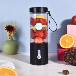 Portable Juicer Smoothie Blender USB Rechargeable Food Processor Fruit Mixer Machine Mini Juicer Blender Cup 530ML [Black]