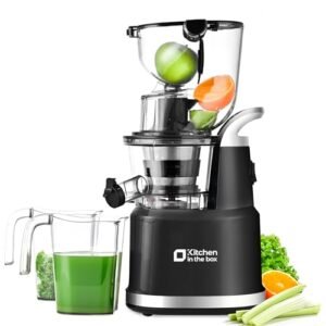 Cold Press Juicer Machines, Kitchen in the Box Slow Masticating Juicers Machine,3.26inch Large Wide Feed Chute Fit Whole Fruits & Vegetables,BPA Free,Easy to Clean (Bright Black)