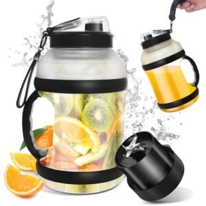 Howduoyu Portable Blender for Shakes and Smoothies 64oz Rechargeable Bottle Blender portable blender with Type-C Rechargeable on the go with Dual-Lid for Outdoor Travel Gym Party (Black)