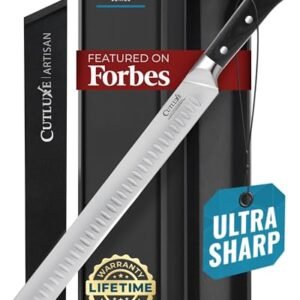 Cutluxe Brisket Knife – 12" Carving & Slicing Knife for Meat & BBQ – Razor Sharp German Steel, Sheath Included, Ergonomic Full Tang Handle Design – Artisan Series