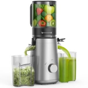 SMALLHOO Juicer Machines, 5.8" Wide Feed Chute Cold Press Juicer for Whole Vegetables & Fruits, High Juice Yield, BPA Free (Slivery)
