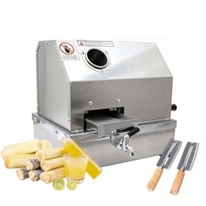 JARYANNIX Manual Sugar Cane Juicer Machine, 330 LBS/H High Output Commercial Sugarcane Juice Machine, 3-Roller Stainless Steel Sugarcane Juicer Extractor with Filter Box
