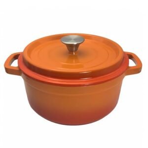 Enameled Cast Iron Dutch Oven with Lid, Orange, Round, 4Quart, Heat-Resistant Handles, for Cooking, Baking (Orange, 24CM)