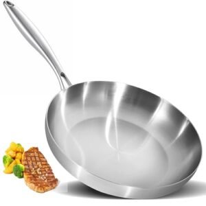 LOLYKITCH 12 Inch Tri-Ply Stainless Steel Frying Pan – Professional Skillet Fast & Even Heating, Induction & Oven Safe up to 500°F, Durable Cookware for Modern Home Kitchens, Detachable Handle