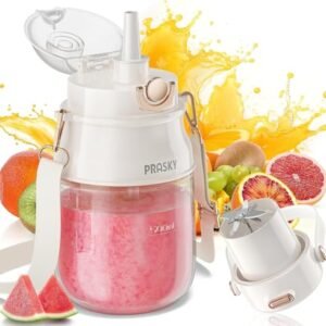 Portable Blender, Prasky Personal Blenders for Shakes and Smoothies with 27oz Cup, Lid and Shoulder Strap, Type-C USB Rechargeable, Personal Size Blenders BPA-free for Travel/Kitchen (Creamy Ivory)
