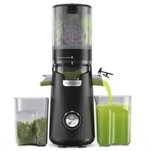 ACOQOOS Juicer Machines, 5.3" Wide Chute for Whole Fruit and Vegetable,1.8L Auto-Feed Time-Saver, Slow Masticating High Yield, Easy to Clean Cold Press Juicer with 2 Cups