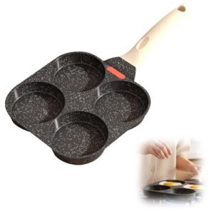4 Cup Egg Pan Nonstick, Granite Coated Breakfast Skillet for Eggs, Pancakes, Omelettes Crepes, Induction Gas Stove Compatible Healthy Pancake Pan