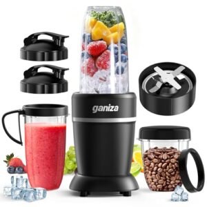 Ganiza Blender for Smoothies, 14 Pcs Smoothie Blender for Kitchen, Max 1300W Portable Blenders for Shakes Ice Crushing Grinding & More with 2 X 37 oz, 23 oz Cups, Perfect for Home & On - the - Go