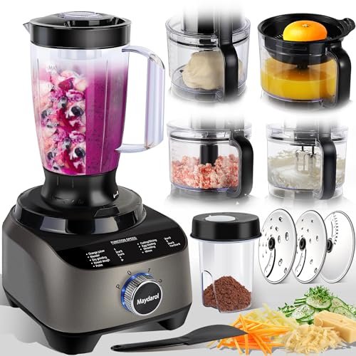 14 Cup Blender and Food Processor Combo for kitchen, large food processor for Chopping,Blending, Mixing,Mincing, Slicing, Shredding,Mincing, Purees & Dough Easy to Operate and Clean for Home Use,600W