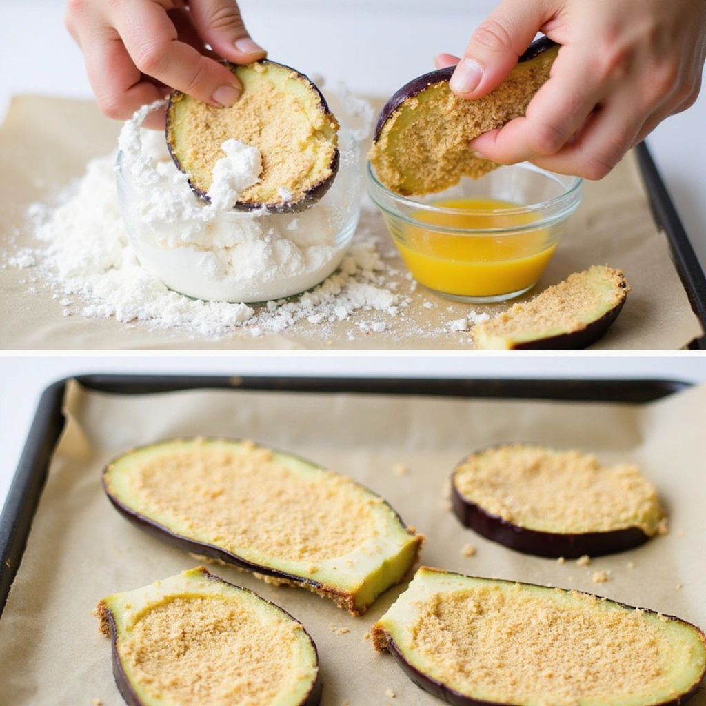 Crispy Baked Eggplant Parmesan: A Healthy Twist on a Timeless Italian Dish - Step 4: Bread the Eggplant Slices