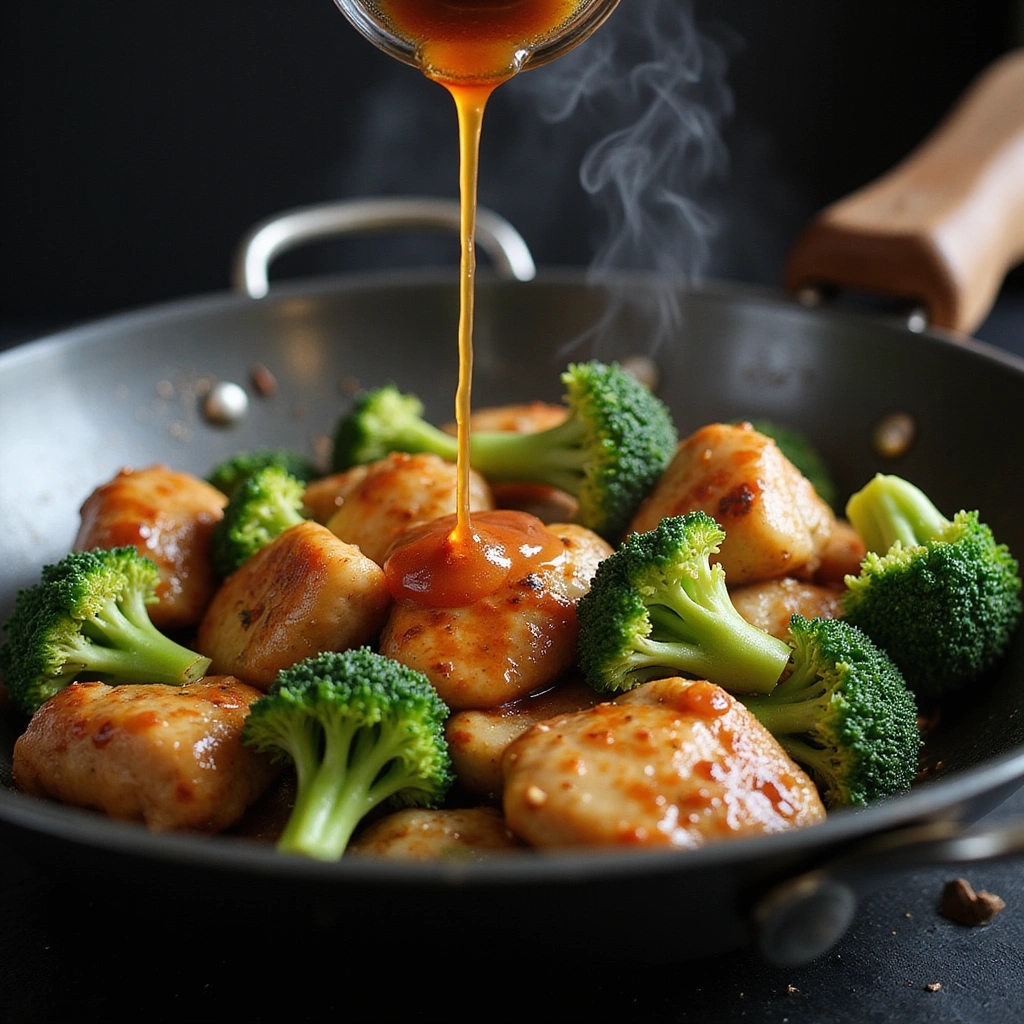 How to Make Savory Chicken and Broccoli Stir-Fry: A Quick Weeknight Dinner - Step 7: Add Sauce
