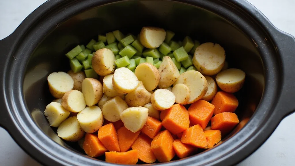 How to Make the Ultimate Crockpot Beef Stew: Hearty and Delicious - Step 5: Layer the Vegetables