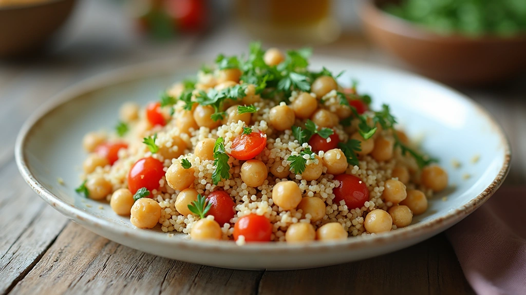 Mediterranean Couscous Salad with Chickpeas and Tahini Dressing