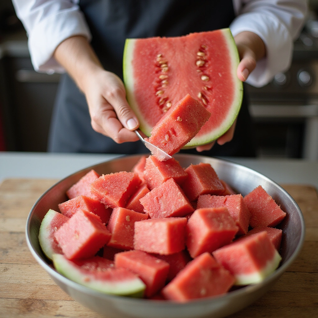 Refreshing Watermelon Feta Salad: The Ultimate Summer Treat - Step 2: Cut the Watermelon