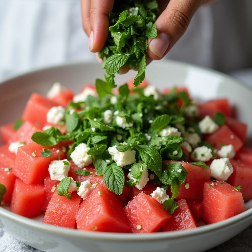 Refreshing Watermelon Feta Salad: The Ultimate Summer Treat - Step 6: Add Fresh Herbs