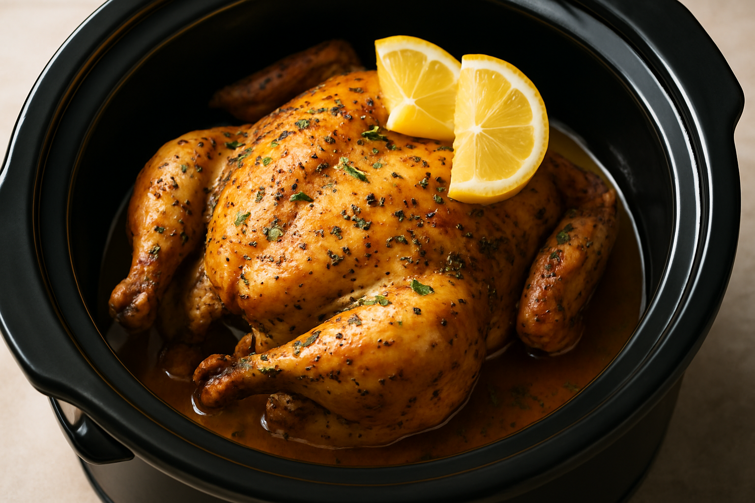 whole chicken in a slow cooker