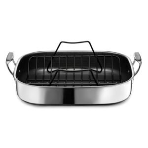 HexClad Hybrid Nonstick Roasting Pan with Rack, Dishwasher-Friendly, Oven-Safe Up to 900°F, Compatible with All Cooktops